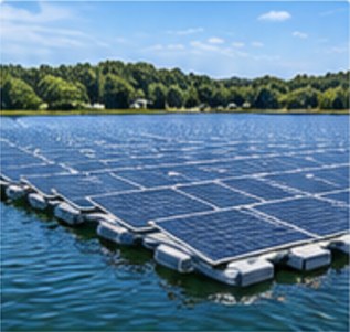 水面に浮かぶ水上太陽光発電設備